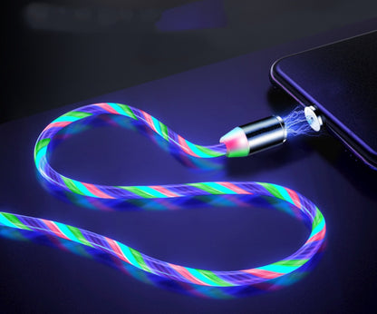 Flowing Ligh Magnetic Streamer Data Line Cable for Iphone Android Type C