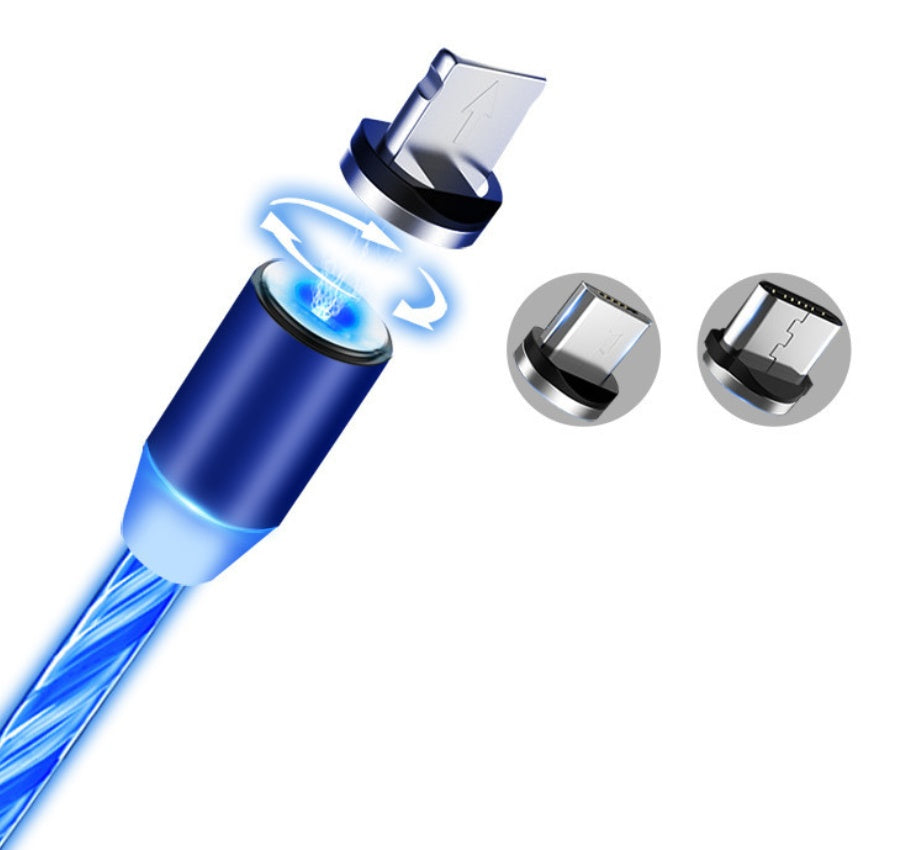 Flowing Ligh Magnetic Streamer Data Line Cable for Iphone Android Type C