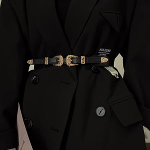 Women's Black Elastic Slim Waist Belt