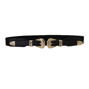 Women's Black Elastic Slim Waist Belt