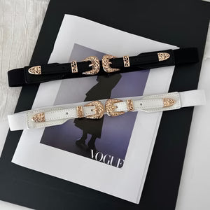 Women's Black Elastic Slim Waist Belt