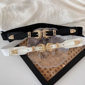 Women's Black Elastic Slim Waist Belt